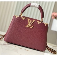 Top Design Louis Vuitton Capucines BB Bag with Strass Hardware in Burgundy Taurillon Leather M24583 2025