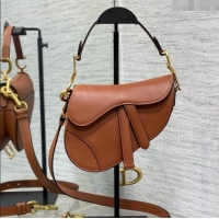 Reasonable Price Dior Mini Saddle Bag with Strap in Grained Calfskin 1041 Caramel 2025