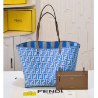 Top Grade Fendi Roll Reversible Large Shoulder Tote Bag F1598 Light Blue