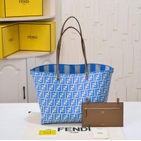 Top Grade Fendi Roll Reversible Large Shoulder Tote Bag F1598 Light Blue