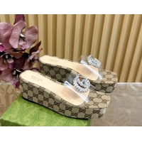 Purchase Gucci GG Canvas and PVC Platform Slide Sandals 6.5cm Beige 1119069