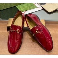 Pretty Style Gucci Women's Jordaan Patent Leather Loafers Red 1119076