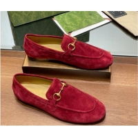 Good Product Gucci Women's Jordaan Suede Loafers Red 1119080