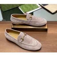 Good Quality Gucci Women's Jordaan Suede Loafers Grey 1119082