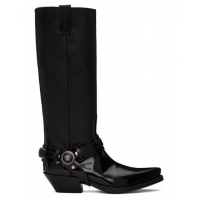 ​New Cheap Versace Texano Knee-High Tall Boots VE8741 Black