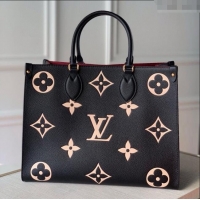 Spot Bulk Louis Vuitton OnTheGo MM Tote Bag in Monogram Empreinte Leather Black/Beige M45495 2024