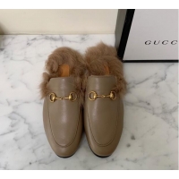 Low Price Gucci GG Canvas and Wool Flat Slippers Grey 1119091