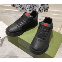 Sophisticated Gucci Re-Web Sneakers in Leather Black/Web 1119104