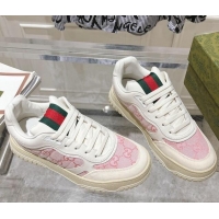 Buy Luxury Gucci Re-Web Sneakers in Leather and GG Canvas White/Light Pink 1119111