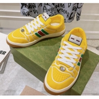 Unique Style Gucci Screener Trainer Sneakers in Yellow Neoprene with Web 1119119