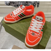 Classic Hot Gucci Screener Trainer Sneakers in Orange Neoprene with Web 1119120