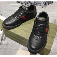 Purchase Gucci Screener Trainer Sneakers in Black GG Leather with Web 1119123