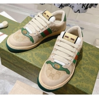 Grade Quality Gucci Vintage Screener Trainer Sneakers in GG Canvas and Leather with Web Green 1119124