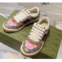 Good Looking Gucci Screener Trainer Sneakers in GG Canvas with Web Beige/Pink 1119133