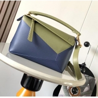 New Design Discount Loewe Small Puzzle Bag Edge Leather Bag 9311L Navy Blue/Dark Green 2025 TOP