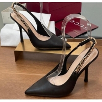 Shop Duplicate Gucci Signoria Slingback Pumps 10.5cm in Calfskin Leather Black 1119158