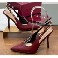 Most Popular Gucci Signoria Slingback Pumps 10.5cm in Calfskin Leather Burgundy 1119160