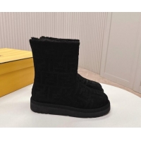 Good Quality Fendi Apres Chic Snow Boots in FF Suede Black 1224002