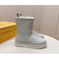 Good Product Fendi Apres Chic Snow Boots in FF Leather Light Grey 1224004