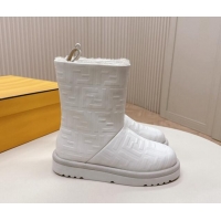 Buy Discount Fendi Apres Chic Snow Boots in FF Leather White 1224006