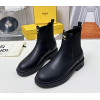 Charming Fendi Filo Biker Ankle Boots 3.5cm in Leather Black 1224009