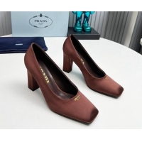 Best Product Prada Satin high heeled pumps 9cm Brown 1227020