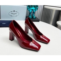 Sumptuous Prada Patent leather high heeled pumps 9cm Burgundy 1227024