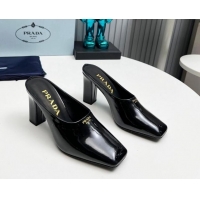 Durable Prada Patent leather high heeled mules 9cm Black 1227036