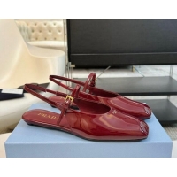 Good Looking Prada Patent leather slingback ballerinas flat Burgundy 1227043