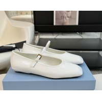 Good Quality Prada Patent leather mary janes ballerinas flat White 1227049