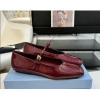 Sumptuous Prada Patent leather mary janes ballerinas flat Burgundy 1227051