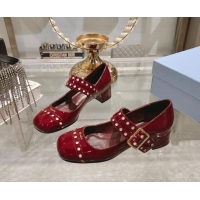 Stylish Prada Patent leather Mary Janes pumps 3.5cm Burgundy 1227055