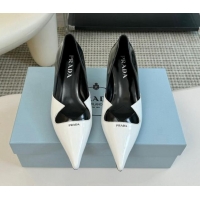 Most Popular Prada Patchwork Brushed Leather Pumps Black/White 1227075