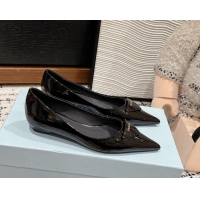 Best Product Prada Brushed Leather Pointed ballerinas flat Black 1227079