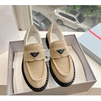 Low Cost Prada Suede Platform Loafers Light Beige 1227093