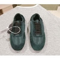 Stylish Prada Women's Collapse Re-Nylon and suede elasticized sneakers Fir Green 1227121