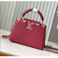 Promotional Louis Vuitton Capucines BB Bag with Strass Hardware in Taurillon Leather M24583 Deep Red 2025