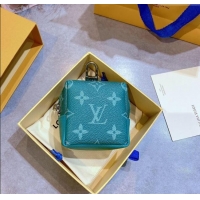 Top Design Louis Vuitton Monogram Canvas and Calfskin Leather Pouch Bag Charm 8x8cm 0115 Green 2025