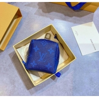 Best Price Louis Vuitton Monogram Canvas and Calfskin Leather Pouch Bag Charm 8x8cm 0115 Navy Blue 2025