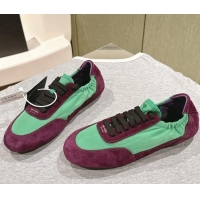 Grade Quality Prada Women's Collapse Re-Nylon and suede elasticized sneakers Burgundy/Green 1227122