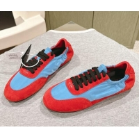 Pretty Style Prada Women's Collapse Re-Nylon and suede elasticized sneakers Blue/Red 1227129