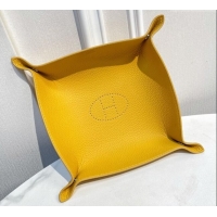 Inexpensive Hermes Mises Bridge Change Grained Calfskin Leather Tray 25cm H5074 Yellow 2025