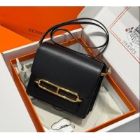 Top Design Hermes Roulis Mini Bag 18cm in Evercolor Leather H0118 Black/Gold 2025