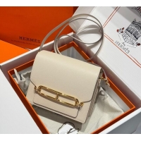 Free Shipping Hermes Roulis Mini Bag 18cm in Evercolor Leather H0118 Cream White/Gold 2025