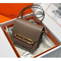 Top Grade Hermes Roulis Mini Bag 18cm in Evercolor Leather H0118 Elephant Grey/Gold 2025