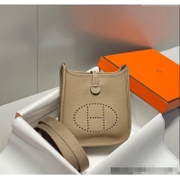 Free Shipping Hermes Evelyne Mini Bag 18cm in Togo Calfskin H0118 Dove Grey 2025