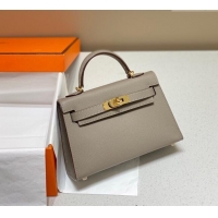 Low Cost Hermes Mini Kelly II Bag 19cm in Epsom Leather 0118 Pitch Grey 2025