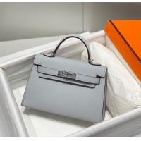 Modern Classic Hermes Mini Kelly II Bag 19cm in Epsom Leather 0118 Sea Gull Grey 2025