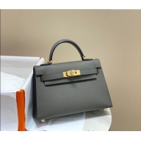 Best Price Hermes Mini Kelly II Bag 19cm in Epsom Leather 0118 Tin Grey 2025