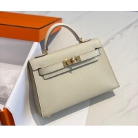 New Cheap Hermes Mini Kelly II Bag 19cm in Epsom Leather 0118 Wool White/Gold 2025